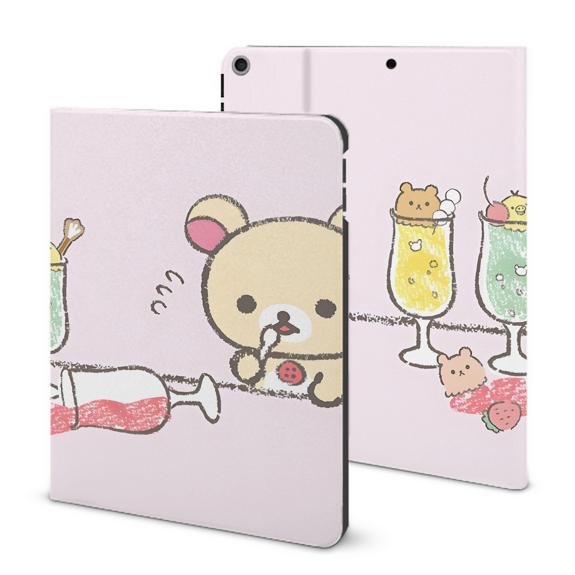 （画像用） リラックマ リラックマ キイロイトリ Rilakkuma Korilakkuma Kiiroitori IPad ケース ブック型 PUレザー TPU 耐衝撃 軽量 薄型 ペン収納なし 全面保護 IPad 各モデル対応